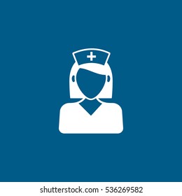 Medical Person Woman Flat Icon On Blue Background