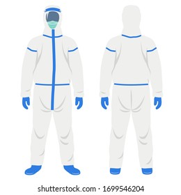 Medical Personal Protective Equipment (PPE) Front and Back Side Health Workers, disinfecting the virus, Covid-19, Coronavirus Disease