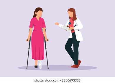 Medical personnel consulting patient concept. Colored flat vector illustration isolated. 