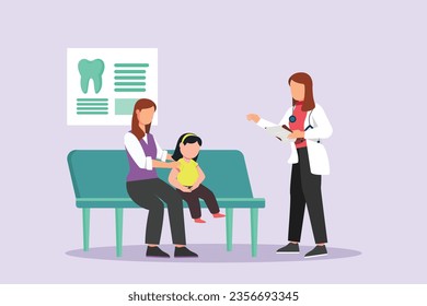 Medical personnel consulting patient concept. Colored flat vector illustration isolated. 