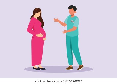 Medical personnel consulting patient concept. Colored flat vector illustration isolated. 