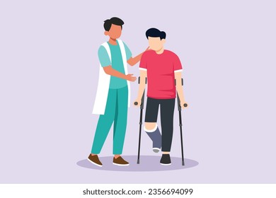 Medical personnel consulting patient concept. Colored flat vector illustration isolated. 