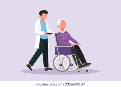 Medical personnel consulting patient concept. Colored flat vector illustration isolated. 