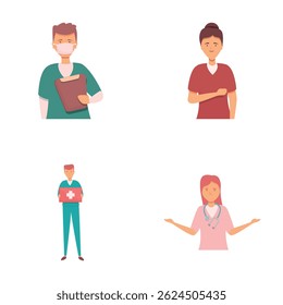 Medical personnel icons set cartoon vector. Team of various medical specialist. Healthcare concept