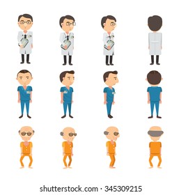 Medical personnel and patient character set, vector illustration