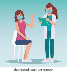 Medical personnel was vaccinated for COVID-19 to patient.