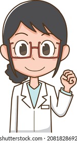 Medical personnel woman in a smiling lab coat