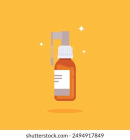 Medical and pharmaceutical concept. throat spray, Health hipster illustration in flat style.