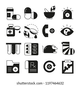 medical and pharmaceutical icons set