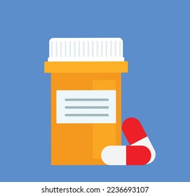 medical pharmacy bottle and pills