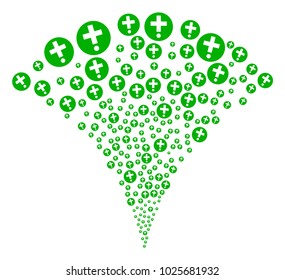 Medical Pharmacy burst fountain. Vector illustration style is flat iconic symbols. Object fountain combined from random symbols as medical pharmacy fireworks.