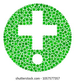 Medical Pharmacy composition of round dots in variable sizes and color tones. Circle dots are grouped into medical pharmacy vector illustration. Vector design concept.