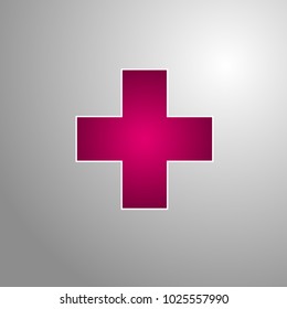 Medical pharmacy design template.- vector illustrator. red plus on a silver background
