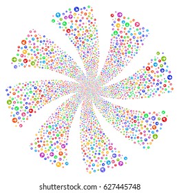 Medical Pharmacy fireworks swirl rotation. Vector illustration style is flat bright multicolored iconic symbols on a white background. Object whirl constructed from random symbols.