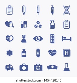 Medical pharmacy flat vector icon set for hospital