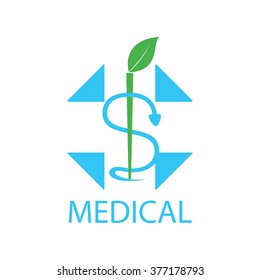 Medical pharmacy logo with caduceus symbol, vector illustrator 