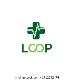 Medical Pharmacy Logo Design Template With Lifeline On White Background Isolation, Logo, Eps 10.