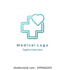 Medical pharmacy logo design template, with infinity green cross and love symbol. Creative logo for clinic, hospital or pharmaceutical.