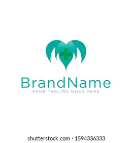 Medical pharmacy logo icon. Healthcare logo icon design represents hospital. Simple design on white background.