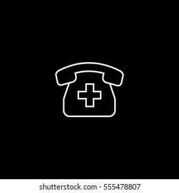 Medical Phone With Cross Line Icon On Black Background