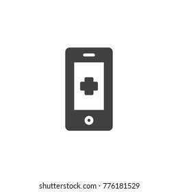 Medical phone icon vector, filled flat sign, solid pictogram isolated on white. Mobile medicine symbol, logo illustration
