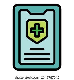 Medical phone login icon outline vector. Account form. Web page color flat