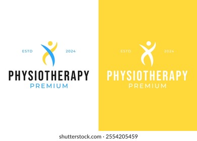 Medical physiotherapy care logo design concept vector template illustration