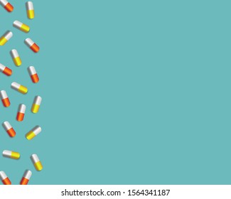 Medical pill background blue background for presentation.Vector illustration