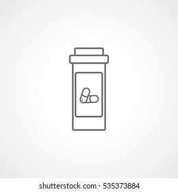 Medical Pill Bottle Line Icon On White Background