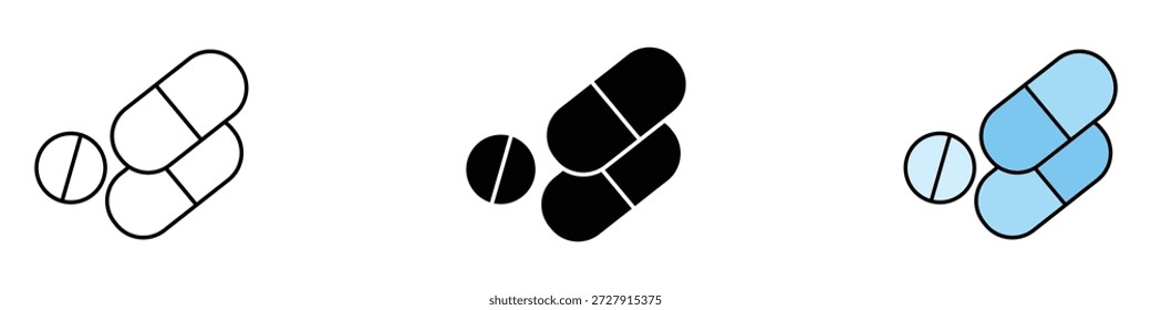 Pílula médica e ícone da cápsula vetor. saúde e símbolo farmacêutico. ilustração vetorial.