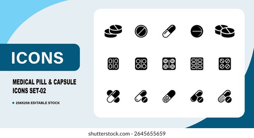 Medical Pill and Capsule Icons Set-02
