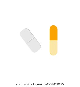 Medizinische Pille flache Design Vektor-Illustration. Kapsel und Tablette isoliert auf weißem Hintergrund. chemisches Arzneimittel und Gesundheitskonzept