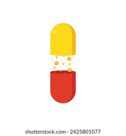 Medical pill flat design vector illustration. Capsule and tablet isolated on white background. chemical drug and health care concept
