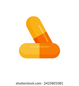 Ilustración de vector de diseño plano de píldora médica. Cápsula y tableta aisladas sobre fondo blanco. concepto de fármaco químico y atención médica