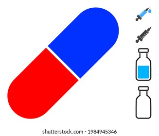 Medical pill icon designed in flat style. Isolated vector medical pill icon illustrations on a white background, simple style. Some similar icons appended also.