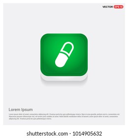 Medical pill icon Green Web Button