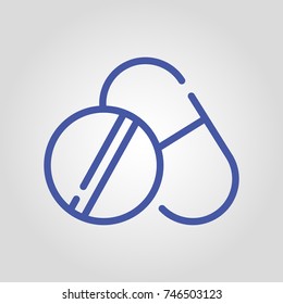 Medical pill isolated flat vector linear icon