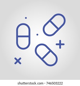 Medical pill isolated flat vector linear icon