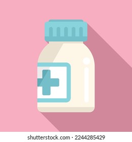 Medical pill jar icon flat vector. Pill jar. Medicine bottle