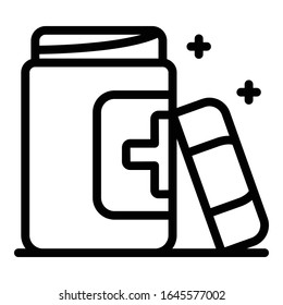 Medical pill jar icon. Outline medical pill jar vector icon for web design isolated on white background