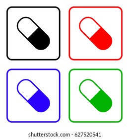 Medical pill sign icon. Drugs symbol. Nutritional supplements in capsules