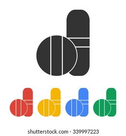 Medical pill sign icon. Flat design style eps 10
