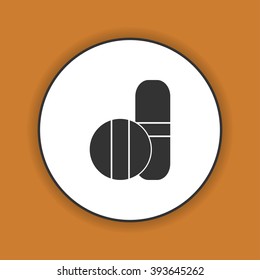 Medical pill sign icon. Flat design style eps 10