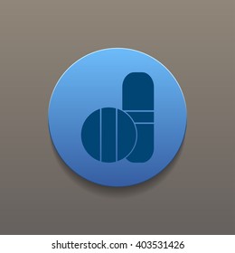 Medical pill sign icon. Flat design style eps 10