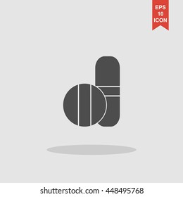 Medical pill sign icon. Flat design style eps 10