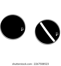 Medical pill in simple black icon, vector illustration in trendy style. The best Medical and Healthcare template concept in top view. Editable graphic resources for many purposes.