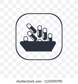 Medical pill vector icon isolated on transparent background, Medical pill logo concept