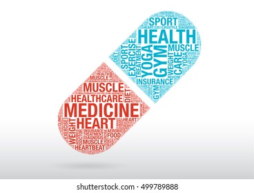 Medical pill, vector word cloud concept illustration