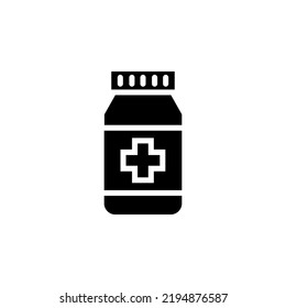 Medical Pills Bottle With Glyph Icon Illustration