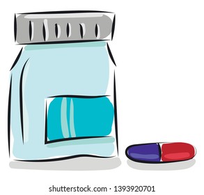 Medical pills and bottle illustration vector on white background 